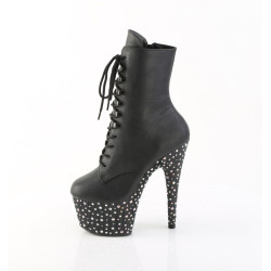 Pleaser STARDANCE-1020 Black Vegan Leather Silver Stras