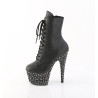 Pleaser STARDANCE-1020 Black Vegan Leather Silver Stras