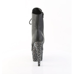 Pleaser STARDANCE-1020 Black Vegan Leather Silver Stras