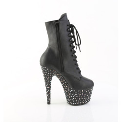 Pleaser STARDANCE-1020 Black Vegan Leather Silver Stras