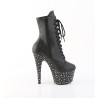 Pleaser STARDANCE-1020 Black Vegan Leather Silver Stras