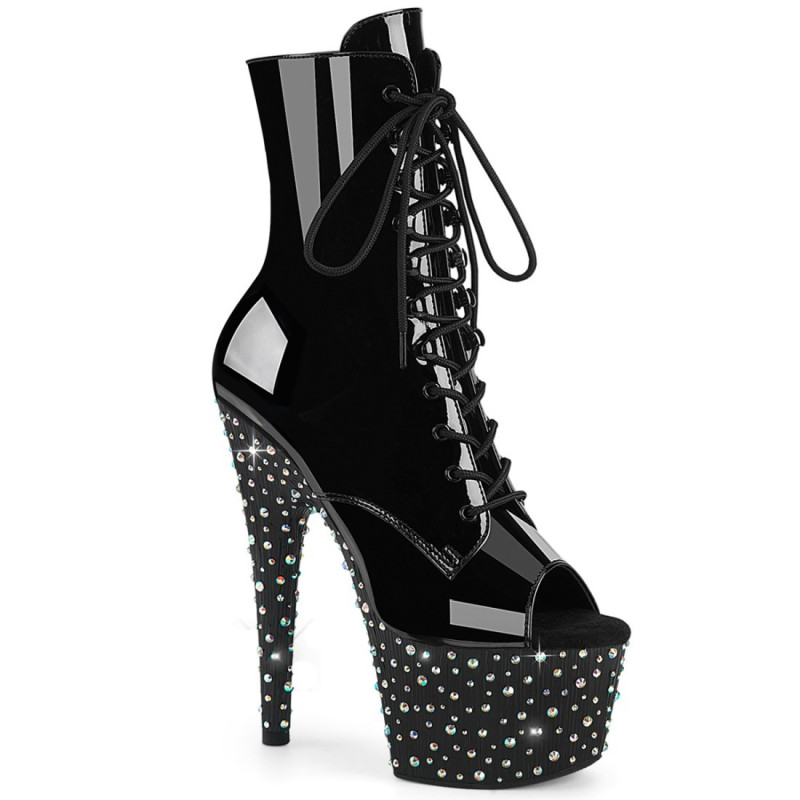 Pleaser STARDANCE-1021 Black Patent Silver Strass Boots Pleaser STARDANCE-1021 Black Patent Silver Strass Boots