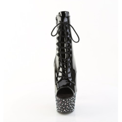 Pleaser STARDANCE-1021 Black Patent Silver Strass Boots