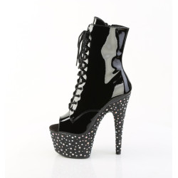 Pleaser STARDANCE-1021 Black Patent Silver Strass Boots