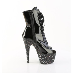 Pleaser STARDANCE-1021 Black Patent Silver Strass Boots