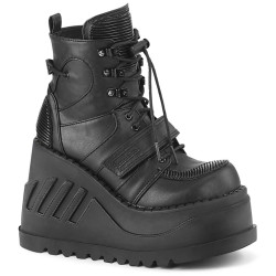 Demonia STOMP-13 Black Punk Goth Platform Wedge Boots