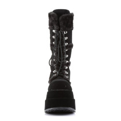 Demonia BEAR-202 Black Vegan Platform Women Boots