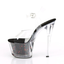 Pleaser SKY-308WHG Transparent Black-Red Glitter Sale