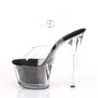 Pleaser SKY-308WHG Transparent Black-Red Glitter Sale