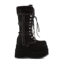 Demonia BEAR-202 Black Vegan Platform Women Boots