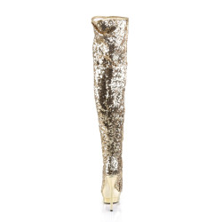 Pleaser BLONDIE-3011 Gold Sequins Thigh High Boots