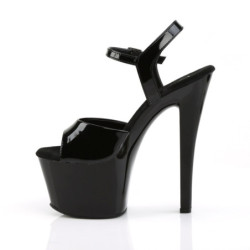 Pleaser DELIGHT-1020 Black Leather Women Ankle Boots