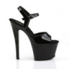 Pleaser DELIGHT-1020 Black Leather Women Ankle Boots