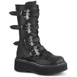 Demonia EMILY-322 Black Platform Buckle Boots Women
