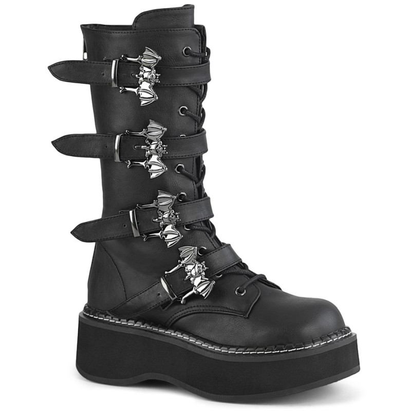 Demonia EMILY-322 Black Platform Buckle Boots Women Demonia EMILY-322 Black Platform Buckle Boots Women