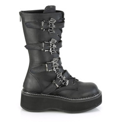 Demonia EMILY-322 Black Platform Buckle Boots Women