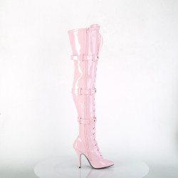 Pleaser SEDUCE-3028 Rose Buckle Thigh High Boots