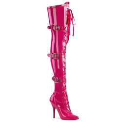 Pleaser SEDUCE-3028 Pink Buckle Thigh High Boots
