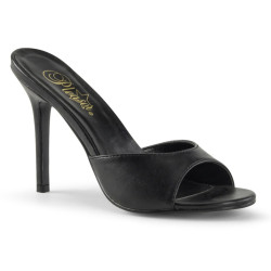 Pleaser CLASSIQUE-01 Black Kid Vegan High Heeled Mules