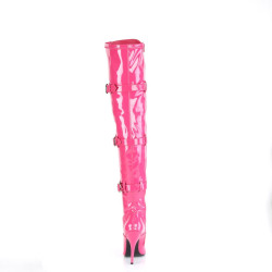Pleaser SEDUCE-3028 Pink Buckle Thigh High Boots