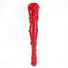 Pleaser SEDUCE-3028 Red Buckle Thigh High Boots