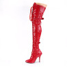 Pleaser SEDUCE-3028 Red Buckle Thigh High Boots