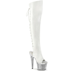 Pleaser SPECTATOR-3019 White Laced Overknee Boots