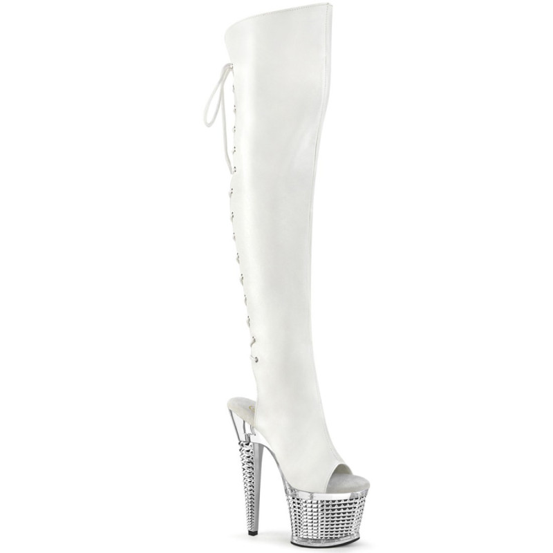 Pleaser SPECTATOR-3019 White Laced Overknee Boots Pleaser SPECTATOR-3019 White Laced Overknee Boots