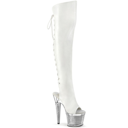 Pleaser SPECTATOR-3019 White Laced Overknee Boots