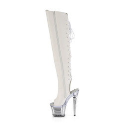 Pleaser SPECTATOR-3019 White Laced Overknee Boots
