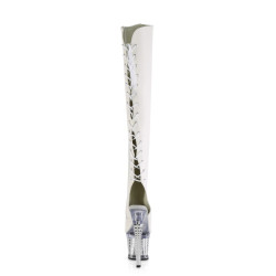 Pleaser SPECTATOR-3019 White Laced Overknee Boots