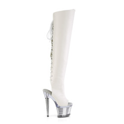 Pleaser SPECTATOR-3019 White Laced Overknee Boots