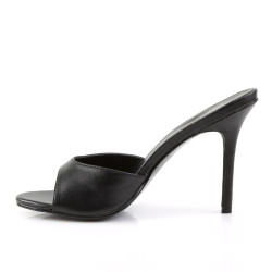 Pleaser CLASSIQUE-01 Black Kid Vegan High Heeled Mules