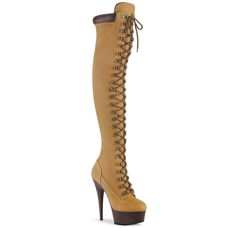 Pleaser DELIGHT-3000TL Tan Vegan Leather Brown Sale Pleaser DELIGHT-3000TL Tan Vegan Leather Brown Sale