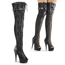 Pleaser DELIGHT-3025ML Platform Overknee Laced Boots