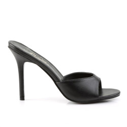 Pleaser CLASSIQUE-01 Black Kid Vegan High Heeled Mules
