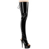 Pleaser DELIGHT-4017 Black Heeled Crotch High Boots