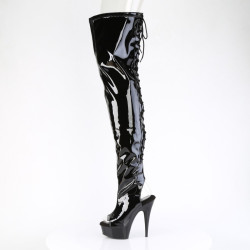 Pleaser DELIGHT-4017 Black Heeled Crotch High Boots