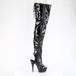 Pleaser DELIGHT-4017 Black Heeled Crotch High Boots