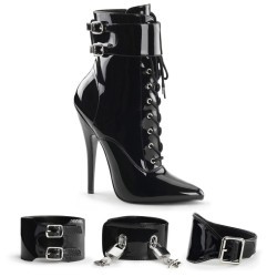 Devious DOMINA-1023 Black Patent Ankle High Boots Women