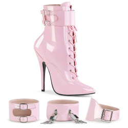 Devious DOMINA-1023 Rose Patent High Heeled Ankle Boots