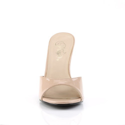 Pleaser CLASSIQUE-01 Nude Patent High Heeled Mules