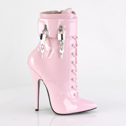 Devious DOMINA-1023 Rose Patent High Heeled Ankle Boots