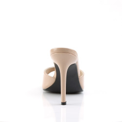 Pleaser CLASSIQUE-01 Nude Patent High Heeled Mules
