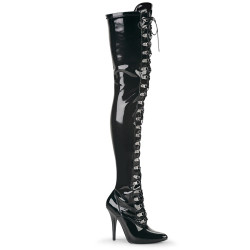 Pleaser SEDUCE-3024 Patent Laced Thigh High Boots