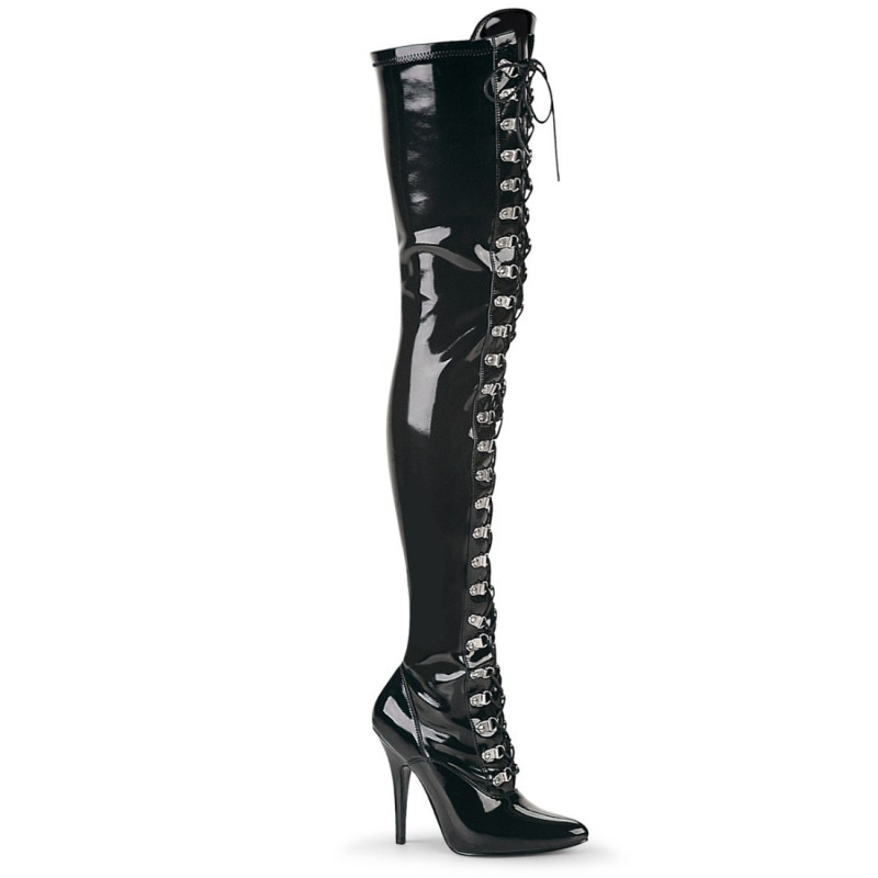 Pleaser SEDUCE-3024 Patent Laced Thigh High Boots Pleaser SEDUCE-3024 Patent Laced Thigh High Boots