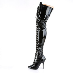 Pleaser SEDUCE-3024 Patent Laced Thigh High Boots