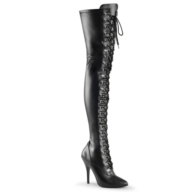Pleaser SEDUCE-3024 Vegan Laced Thigh High Boots Pleaser SEDUCE-3024 Vegan Laced Thigh High Boots
