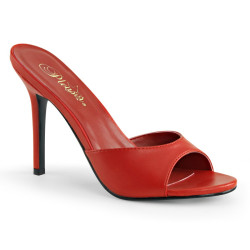 Pleaser CLASSIQUE-01 Red Kid Vegan Heeled Mules Women