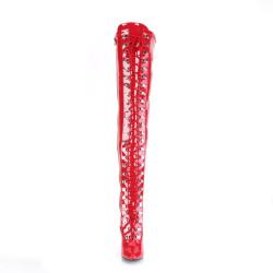 Pleaser SEDUCE-3024 Red Laced Thigh High Boots